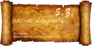 Sörös Zoltán névjegykártya